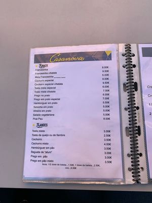 Vegetarian menu  at Casanova in Porto