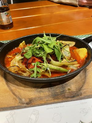 Veggie pot with polenta at Klopa in Sarajevo