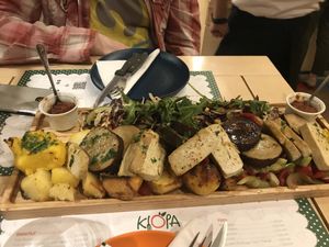 Vegan menu with Tofu and seitan   at Klopa in Sarajevo