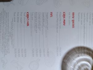 Menu at Klopa in Sarajevo