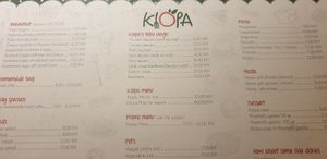 menu at Klopa in Sarajevo