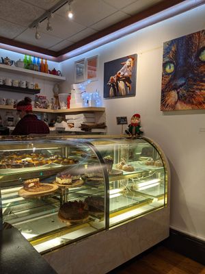 Display case at Happy Zoe Vegan Bakery in Brooklyn