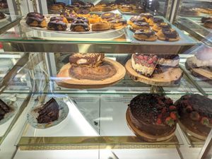 Gluten free donuts and cakes (some GF, some not) at Happy Zoe Vegan Bakery in Brooklyn