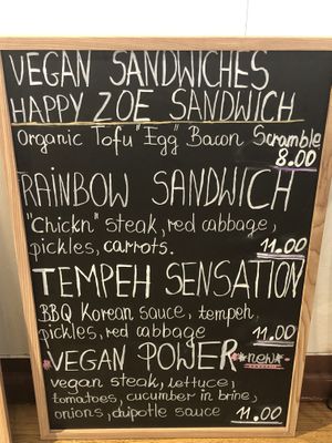Menu at Happy Zoe Vegan Bakery in Brooklyn