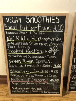 Menu at Happy Zoe Vegan Bakery in Brooklyn