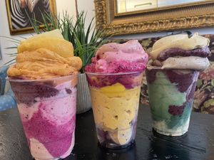 Raw vegan rainbow whips! Better than ice cream! No added sugar!  at Happy Zoe Vegan Bakery in Brooklyn