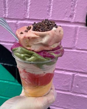 Raw vegan whips! No added sugar! Only fruits! Better than ice cream!  at Happy Zoe Vegan Bakery in Brooklyn