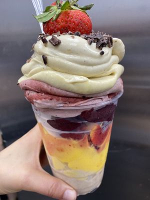 Raw vegan rainbow whips! No added sugar! Better than ice cream! The best frozen dessert! You should try it!  at Happy Zoe Vegan Bakery in Brooklyn