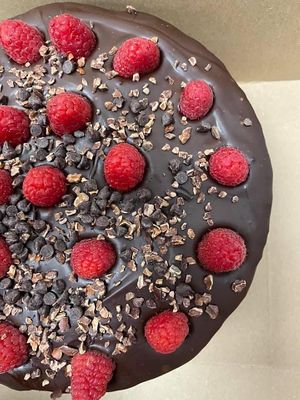 Vegan birthday cake  at Happy Zoe Vegan Bakery in Brooklyn