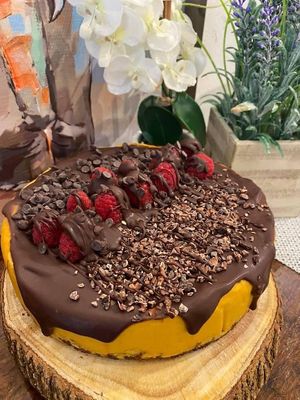 Vegan gluten free pumpkin cheesecake  at Happy Zoe Vegan Bakery in Brooklyn