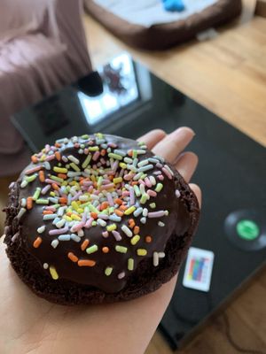 V cake donut  at Happy Zoe Vegan Bakery in Brooklyn