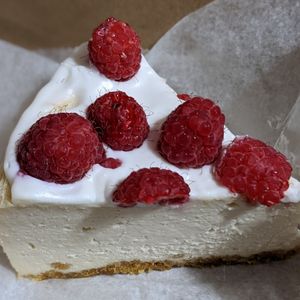 Vanilla Raspberry Cheesecake 😋 at Happy Zoe Vegan Bakery in Brooklyn