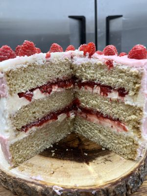 Vegan raspberry cake   at Happy Zoe Vegan Bakery in Brooklyn