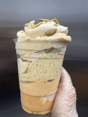 Raw vegan pumpkin pistachio whip   at Happy Zoe Vegan Bakery in Brooklyn