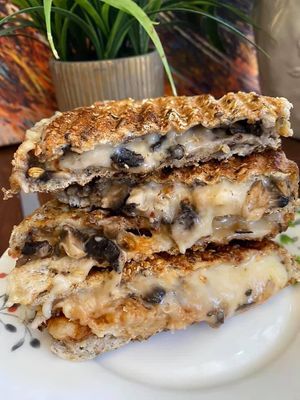 Vegan mushroom panini   at Happy Zoe Vegan Bakery in Brooklyn