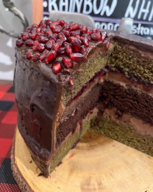 Vegan special edition matcha chocolate cake   at Happy Zoe Vegan Bakery in Brooklyn