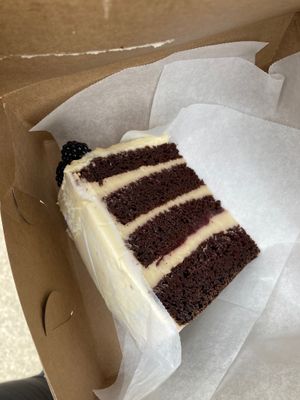 Red velvet cherry cake slice- enormous! at Happy Zoe Vegan Bakery in Brooklyn