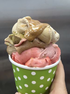 Raw vegan matcha strawberry peanut butter banana whip   at Happy Zoe Vegan Bakery in Brooklyn
