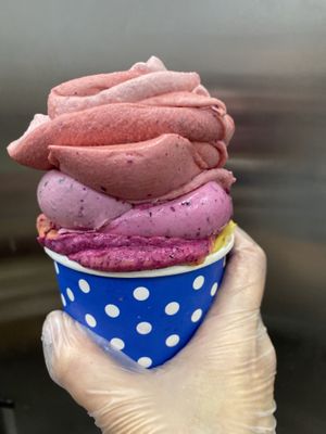 Raw vegan dragon fruit strawberry banana whip   at Happy Zoe Vegan Bakery in Brooklyn