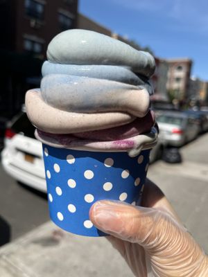 Raw vegan spirulina strawberry banana whip   at Happy Zoe Vegan Bakery in Brooklyn