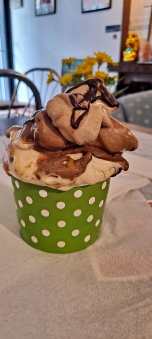 Custom-made Vegan Whip - banana based with all organic ingredients- perfect for this warm, sunny afternoon! 🌞 Happy Zoe, never disappoints! at Happy Zoe Vegan Bakery in Brooklyn