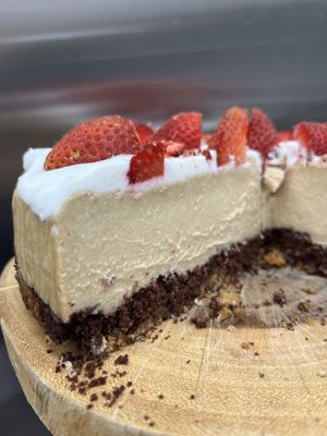 New vegan gluten free sugar free cheesecake! No nuts! No sesame! No gmo!   at Happy Zoe Vegan Bakery in Brooklyn
