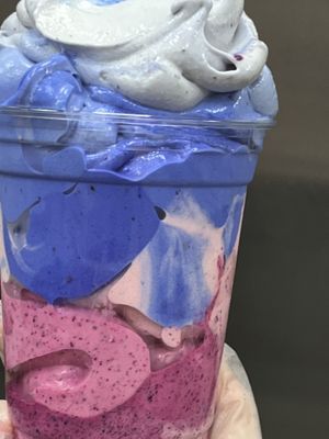 Raw vegan spirulina dragon fruit banana whip   at Happy Zoe Vegan Bakery in Brooklyn