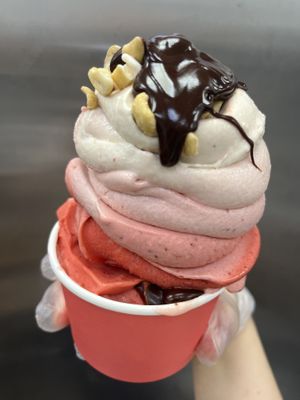 Raw vegan strawberry cashew chocolate banana whip   at Happy Zoe Vegan Bakery in Brooklyn