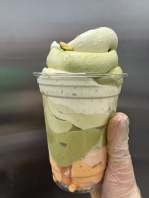 Raw vegan mango matcha pistachio banana whip   at Happy Zoe Vegan Bakery in Brooklyn