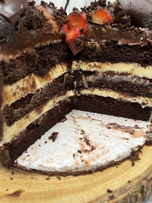 Vegan gluten free chocolate strawberry cake   at Happy Zoe Vegan Bakery in Brooklyn