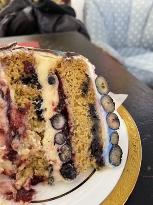Scrumptious blueberry cake.  at Happy Zoe Vegan Bakery in Brooklyn