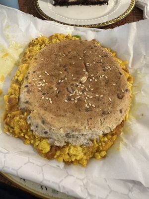 Tofu scramble panini   at Happy Zoe Vegan Bakery in Brooklyn