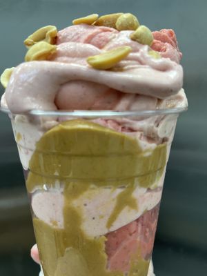 Raw vegan strawberry peanut butter banana whip   at Happy Zoe Vegan Bakery in Brooklyn