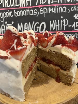Vegan vanilla strawberry cake   at Happy Zoe Vegan Bakery in Brooklyn