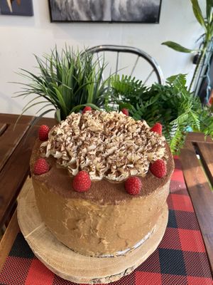 Vegan tiramisu cake   at Happy Zoe Vegan Bakery in Brooklyn
