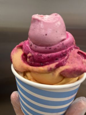 Raw vegan rainbow whip! No sugar! Delicious !   at Happy Zoe Vegan Bakery in Brooklyn