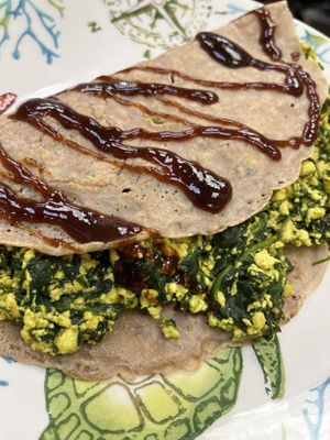 Vegan gluten free spinach crepes   at Happy Zoe Vegan Bakery in Brooklyn