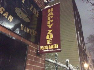 Happy Zoe Vegan Bakery can be seen from northbound Brooklyn Queens Expressway Exit 34 ramp and Herbert St. at Happy Zoe Vegan Bakery in Brooklyn