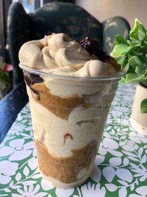 Banana, peanut butter and chocolate spread ice cream at Happy Zoe Vegan Bakery in Brooklyn