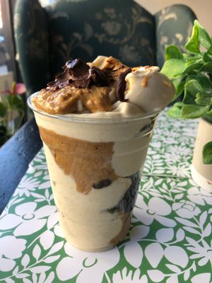Banana, peanut butter and chocolate ice cream at Happy Zoe Vegan Bakery in Brooklyn