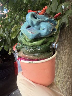 Raw vegan sugar free organic spirulina pineapple whip   at Happy Zoe Vegan Bakery in Brooklyn