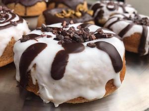 Vegan gluten free donuts at Happy Zoe Vegan Bakery in Brooklyn