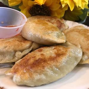 Vegan pierogies at Happy Zoe Vegan Bakery in Brooklyn