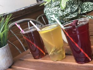 Unsweetened refreshing Iced Teas at Happy Zoe Vegan Bakery in Brooklyn