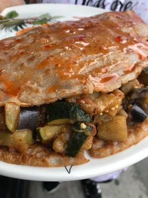 Vegan Gluten Free Eggplant Crepe  at Happy Zoe Vegan Bakery in Brooklyn