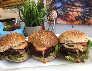 Vegan lentil Burgers - all vegan, and cruelty Free at Happy Zoe Vegan Bakery in Brooklyn