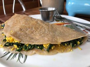 Vegan Gluten Free Kale Tofu Crepe  at Happy Zoe Vegan Bakery in Brooklyn