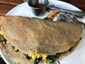 Vegan Gluten Free Kale Tofu Crepe  at Happy Zoe Vegan Bakery in Brooklyn