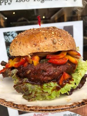 Vegan Happy Zoe Burger  at Happy Zoe Vegan Bakery in Brooklyn