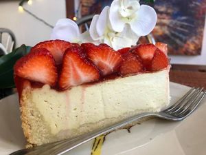 Vegan Strawberry Cheesecake at Happy Zoe Vegan Bakery in Brooklyn